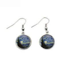 NHE-001 Van Gogh Starry Night Earring Glass Dome Cabochon Art Photo Earrings Self Portrait Painting Jewelry Gifts Girl