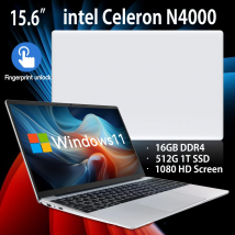 FUCHU 2025 Laptop Biznesowy 15.6'' Windows 11 Intel N4000 16GB RAM 1TB SSD Laptop Odblokowanie Drukowaniem Palca Notebook Biurowy FUCH