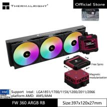 Thermalright FW 360 ARGB RB Radiatore di raffreddamento ad acqua all-in-one, display LCD magnetico da 2,4 pollici/supporto LGA1851/1700/115X/AM5/AM4
