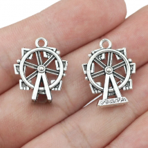 Newest 10Pieces 17*22mm Mixed Alloy Antique Silver Color Ferris Wheel Charms Keychain Pendant Accessory For DIY Jewelry Making