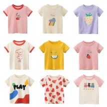 2025 Summer 2-8 Years Kids Girl Shorts Sleeve T-shirts Printed Little Girl Top Baby Girl T Shirts Children Toddler Girl Clothes