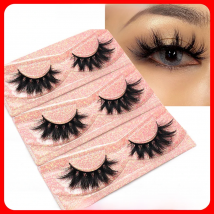 FOXESJI 3Pairs 3D Mink Lashes Fluffy Wispy Soft Corss Mink Fake Eyelashes Reusable Lash Extension Thick False Eyelashes Makeup