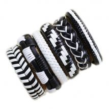 Wholesale Handmade 6pcs/lot Leisure Fashion Men's Hand-woven Multilayer Leather Bracelet Handmade Lace Up Wrist Strap-S84