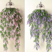 Lavender Bouquet Artificial Silk Flowers Fake Flowers Wall Hanging Plant Rattan for Home Outdoor Outside Decoration Centerpieces