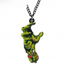 Bonsny Acrylic Halloween Horror Anime Green Zombie Hand Necklace Choker Pendant Chain Jewelry For Women Ladies Teens Charms Gift