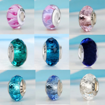 New European Colorful Lampwork Glass Bead Murano Plastic Aolly Charm Fit Pan Brand Bracelet Bangle Women DIY Jewelry Dropship