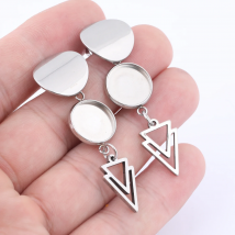 10pcs Fit 12mm Cabochon Earring Base Settings Stainless Steel Post Earring Charm Findings For Jewelry Making Supplies