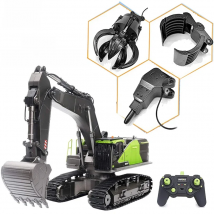 Huina 1593 RC Excavator Accessories Extra Upgrade Kit Alloy Drill Bits Pliers Gripper Alloy Grab Wood Golfer Remote Control