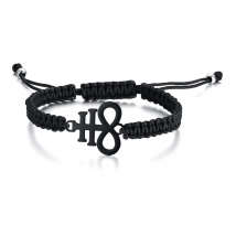 Charm Braided Bracelet Seal Of Lucifer Handmade Wave Black Adjustable Male Wrist Brazelet
