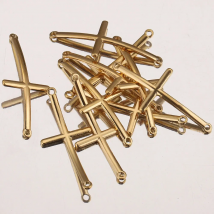 10pcs/lot Gold Stainless Steel Bending Double Hole Cross Pendant Jewelry Making Supplies Connector Charm DIY Findings Wholesale