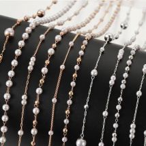 1-10Meters Imitation Pearl Bead Chain 3-4mm Beading Copper Chains For Handmade Necklace Bracelet DIY Jewelry Making Accessories