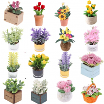 Mini Flower Potted For Green Plant In Pot Simulation Plants 1:12 Dollhouse Miniature Doll House Furniture Home Decoration