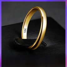 Never Fade Fashion Golden Gloss 4mm Stainless Steel Rings for Women and Men Wedding Bands Love's Gift Jewelry