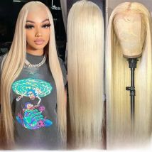 13x6 HD Transparent 613 Blonde Lace Frontal Human Hair Wigs Brazilian Straight Lace Front Human Hair Wigs Can Be Dyed Any Color