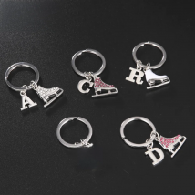 Ice Skate Shoe Key Chain Ring Zircon Crystal Keychain Luxury Initial Letter Pendant Enamel Gift Woman Men Girl Sister Jewelry