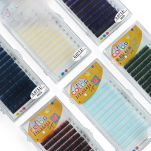 GAHAMACA Eyelash Extensions C/D/L/LU Curl Individual Lashes 0.07mm/0.10mm Mixed Tray 8-14mm Ombre Colored Lash Salon Use