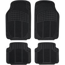 GREATOOL Set de 4 Alfombrillas de Coche, Universales para Coche, Alfombras Delanteras y Traseras con Goma Flexible para vehículos (Terciopelo Negro)