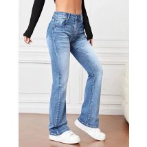 Jeans Women Vintage Denim Pants Distressed Mid Waist Medium Strecth Washed Pockets Female 2025 Streetwear Denims Trousers