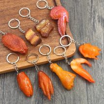 Creative Simulation Food Keychain PVC Model Gift Keychain Soft Glue Fake Braised Pork Belly Roasted Chicken Keychain K4230
