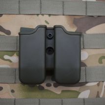 Tactical Double Magazine Holster Universal 9mm .40 Caliber Stack Mag Holder with 1.5-2 Inches Belt Clip and Paddle for Hunting