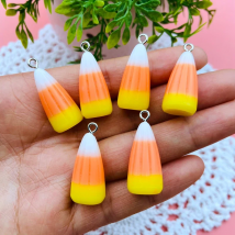 10pcs Resin 3D Hot Selling Candy Corn Charm Cute Pumpkin Pendant for Earring, Keychain, Jewelry, Scrapbooking, DIY, Necklace