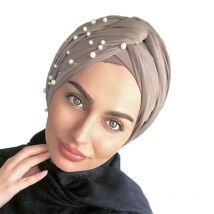 2025 New Muslim Suede Turban Caps Twist Velvet Beading Hijab Bonnet Woman Indian Hat Head Wraps Turbante Femme Musulman