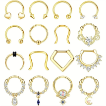 Drperfect Surgical Steel Septum Rings 16G Hypoallergenic Horseshoe  Hinged Septum Nose Lip Cartilage Piercing Jewelry 10MM