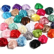 3.6CM 1.4" Fashion Rose Bud Flower For Hair Accessories Mini Rolled Rosettes Satin Ribbon Rose Fabric Flowers For Headband