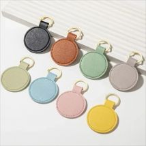 Laser Engrave Logo Round PU Leather Keychain Personalize Name Room Number Car Keyring Bag Pendant Custom Key Chain Holder