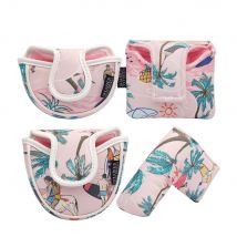 Pink Aloha Print Soft PU Leather Magnetic Closure Golf Putter Cover Protective Case for Blade Mallet Putters