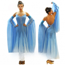 Ballroom Dance Dress Standard Skirt Competition Dress Costumes Performing Dress Customize Adult Children Blue Sparkly Rhinestone