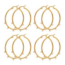 10pcs 40mm Classic Round Round with Ring Earrings Stainless Steel 18K Gold Plated Ear Wire Hooks Diy Jewelry Material Wholesale