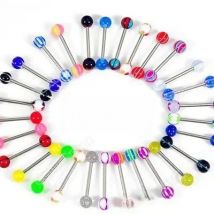 100/30/10 Pcs Mixed Tongue Piercing Ring Color Acrylic Rod Tongue Nails Set Simple Body Jewelry Tongue Earrings Sexy Jewelry
