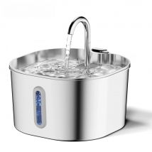 ZYFeeder 2.2L Automatic Cat Water Fountain Square Stainless Steel Pet Water Feeder Dog Water Fountain with window（No 5V 1A Plug）