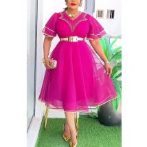 African Dresses for Women Plus Size Africa Clothes Dashiki Ankara Spring Outfits Gown Elegant Muslim Wedding Party Midi Dress