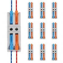 10Pcs Wire Conductor Connector Mini Lever‑Nut 2‑In‑2‑Out Fast Lighting Wire Cable Connector Terminal Block