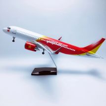 1:80 Scale Plane A320 Vietjet Air Airplane Model With Wheels And Lights Resin Toys Boys Kids Aircraft Collected Gift By Aviation