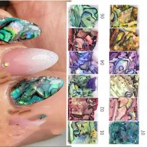 12 Grid Abalone Shell Flakes For Nail Art Decoration 12 Colors Abalone Seashell Nail Flake Glitter Irregular Abalone Shell,5t656