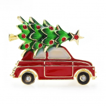 Wuli&baby 2021 New Year Enamel Car Christmas Tree Brooch Pins Women Fashion Jewelry Gift Trendy Brooches