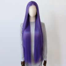 Dark Purple Synthetic Lace Front Wig 40inch Long Straight Wig Vivid Purple Lace Front Synthetic Wig Pre Plucked Natural Hairline