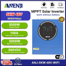 ANENJI 5KW 48V Hybrydowy Inwerter Solarny czysty sinus inwerter solarny podwójny wyjściowy inwerter 230V 100A MPPT Ładowarka Solarna PV 500V