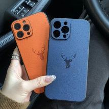For iPhone 16 15 14 13 Pro Max Case Leather Luxury Deer Shockproof Phone Cover For iPhone 12 11 X XR XS 7 8 Plus Casing