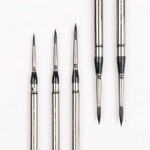 Travel Mini Pen Squirrel Hair Mixed Artist Watercolor Painting Brush Tool Gun Plated Brass Cap Round Head 205R MU HE ART