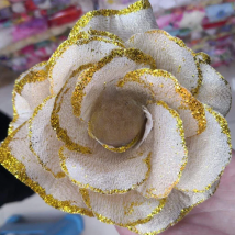 30PCS Gold Rose Artificial Silk Flowers Heads For Wedding Decoration DIY Wreath Gift Box Scrapbooking Craft Fake Flower Head