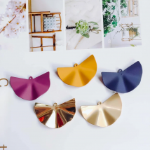 Round Eardrop Accessories Sector Wave Metal Pendant Earring Necklace Charms Diy Making Material Jewelry Finding 6pcs