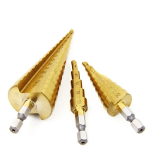 4 -32mm Titanium Coated Metal Hex Core Drill Bits HSS  High Speed Steel Step Drill Bit Set Cone Hole Wood Cutter Taper Metric