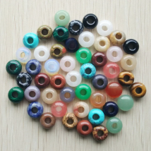 Fashion good quality natural stone mix round shape big hole beads for Charms Bracelet jewelry 50pcs/lot wholesale