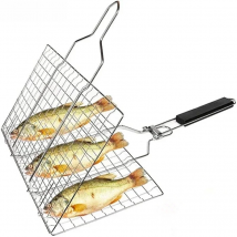 Barbecue Basket Stainless Steel Detachable Folding Square Grill For Roasting Fish Shrimp And Kabob Vegetables On The Stove