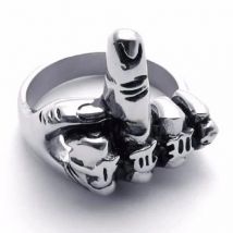 Hot Cool Unique Jewelry Men's Biker Middle Finger Up Stainless Steel Ring Specially Designed For Real Cool Men Size 7 to 15