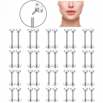 ZS 10 Pcs/Lot 16G Stainless Steel Labret Lip Piercing Men CZ Crystal Cartilage Tragus Helix Conch Piercings Jewelry 6/8/10/12MM